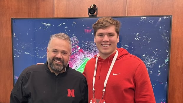 Ian Flynt with Nebraska football head coach Matt Rhule